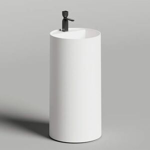 Salini ARMONIA ROUND TOP 01  Раковина напольная  450х450х900мм, слив в стену, с 1 отв. под смес, с декор.накладкой, мат-л: S-Sense, глянцевый, белый.