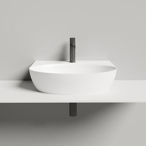 Salini ALDA WALL 02  Раковина 580х450х150 мм, с 1 отв под смеситель, без донного клап, сифон,  слив-пер, мат-л: S-Sense, глянцевый, белый