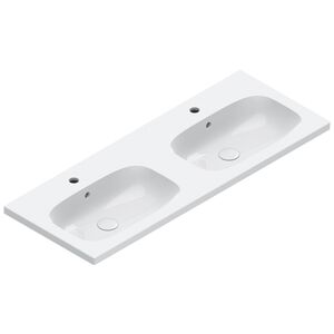 Catalano ALVEA Раковина 120x46 двойная, с 2 отв. под смеситель, покрытие Cataglaze+ , цвет белый глянцевый