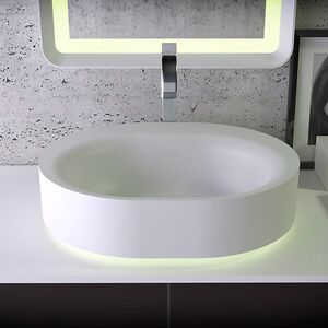 KNIEF Moon раковина накладная  55х45хh16 см, без отв под смеситель,мс LED подсветкой, цвет белый матовый