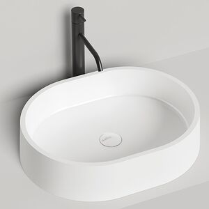 Salini GLORIA 10  Раковина накладная 560х440х125мм, без отв. под смес, без перелива, мат-л: S-Stone, матовый, белый.