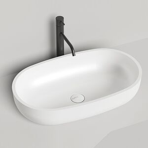 Salini GLORIA 305 Раковина накладная 640х385х145мм, без отв. под смес, без перелива, мат-л: S-Stone, матовый, белый.