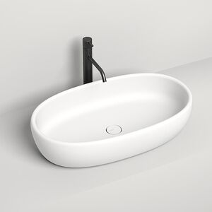 Salini LUCE Раковина накладная 690х395х155мм, без отв. под смес, без перелива, мат-л: S-Stone, матовый, белый.