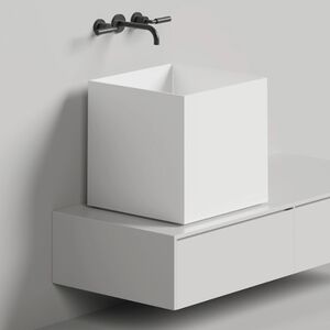 Salini ARMONIA SQUARE  03  Раковина накладная  450х450х450мм, без отв. под смес, без донного клапана, мат-л: S-Stone, матовый, белый.