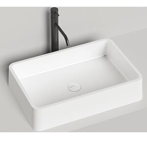 Salini GLORIA 307 Раковина накладная 595х395х125мм, без отв. под смес, без перелива, мат-л: S-Stone, матовый, белый.