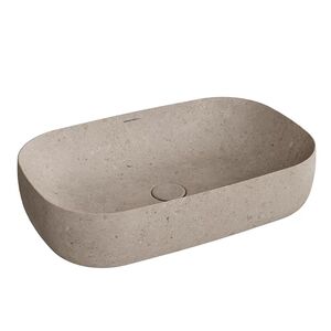 Kerama Marazzi Раковина MAGICA накладная 64,5*41*14,5см, без отв. под смеситель, с донным клапаном, без перелива, бежевый камень