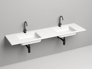 Salini ONDA Раковина 1800x500х163мм, c 1 отв. под смеситель x2, c  переливом, мат-л: S-Stone, белый матовый