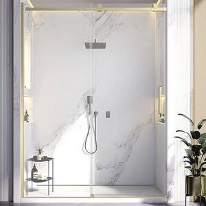 Душевая дверь Veconi Vianno VN-75G, 1200x2000, золото брашинг, стекло прозрачное, регулировка 1180-1190 мм