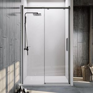 Душевая дверь Veconi Vianno VN-70GR, 1400x1950, Брашированный графит, стекло прозрачное, регулировка 1370-1400 мм