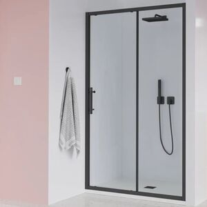 Душевая дверь Veconi Evo 100 B, 1600x1950, черный матовый, стекло прозрачное, регулировка 157-161 см