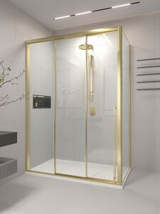 Душевой угол Veconi Premium Ptato 300 SP G-L, 1200х800x2000, золото брашированный, стекло прозрачное