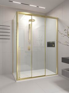 Душевой угол Veconi Premium Ptato 300 SP G-R, 1200х800x2000, золото брашированный, стекло прозрачное