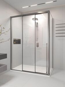Душевой угол Veconi Premium Ptato 300 SP GR-L, 1500х900x2000, брашированный графит, стекло прозрачное