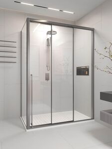 Душевой угол Veconi Premium Ptato 300 SP GR-R, 1200х1000x2000, брашированный графит, стекло прозрачное