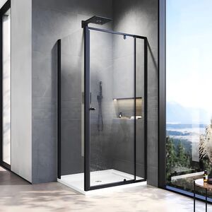 Душевой угол Veconi Rovigo RV-026B, 1000х800х1950, черный матовый, стекло прозрачное