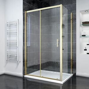 Душевой угол Veconi Rovigo RV-055G, 1400х1000х1950, золото брашинг, прозрачное стекло