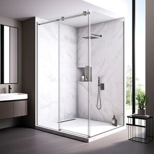 Душевой угол Veconi Rovigo RV-075GR, 1500х900х2000 графит брашинг, стекло прозрачное