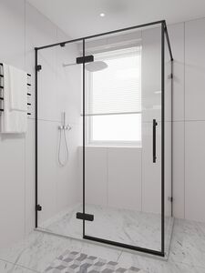 Душевой угол Veconi Premium Alassio SP B, 1300х900x2000, черный матовый, стекло прозрачное осветленное