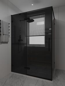 Душевой угол Veconi Premium Alassio SP BB, 1400х800x2000, черный матовый, стекло черное