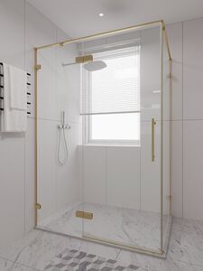 Душевой угол Veconi Premium Alassio SP G, 1300х900x2000, брашированное золото, стекло прозрачное осветленное