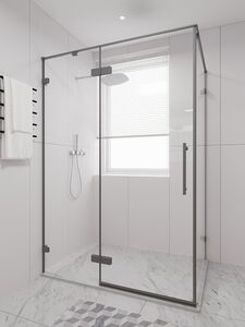 Душевой угол Veconi Premium Alassio SP GR, 1400х800x2000, брашированный графит, стекло прозрачное осветленное