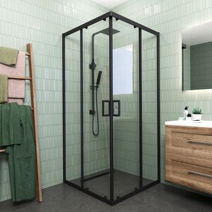 Душевой угол Veconi Rovigo RV-13, 1200x1200x1950, черный, стекло прозрачное