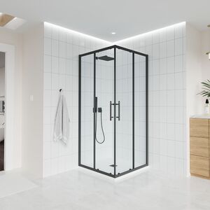 Душевой угол Veconi Evo 300 B, 900х900x1950, черный матовый, прозрачное стекло