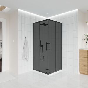 Душевой угол Veconi Evo 300 B, 800х800x1950, черный матовый, стекло тонированное