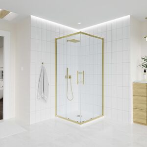 Душевой угол Veconi Evo 300 G, 800х800x1950, золото брашинг, прозрачное стекло