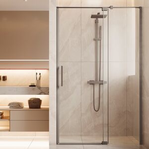 Душевая дверь Vincea Экстенза (Extenza) VDP-4EX1011CLGM 110x195 см, профиль вороненая сталь. Размер регулировки 990-1120 мм