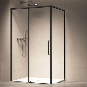 Душевой уголок Vincea Слим 8 (Slim 8mm) VSR-6SL8014CLB, 1400*800, черный, стекло прозрачное