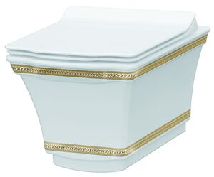 Унитаз подвесной Boheme Hermitage 951-G безободковый (декор золото) без сидения