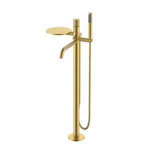 Смеситель Boheme STICK 129-MG.4 для ванны напольный Matt Gold c ручкой SPIRALE