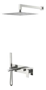 Смеситель встроенный + верхний+ ручной душ Boheme Qubic Brushed Nickel 474-NB