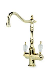 Смеситель Boheme для кухни с краном TRADIZIONALE ORO с ручкой CRYSTAL 112-CRST цвет золото глянцевое