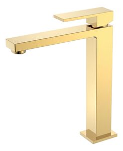 Смеситель для раковины высокий Boheme Qubic Shinny Gold 472-G