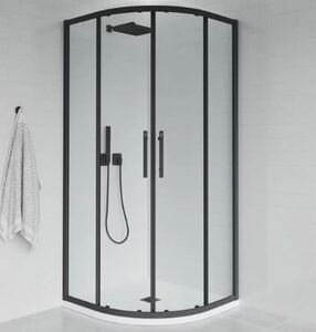 Душевой угол Veconi Evo 200 B, 900х900x1950, черный матовый, прозрачное стекло