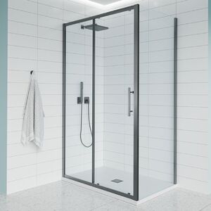 Душевой угол Veconi Evo 100SP GR 1600х900x1950, графит брашинг, прозрачное стекло