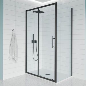 Душевой угол Veconi Evo 100SP B 1100х700x1950, черный матовый, прозрачное стекло