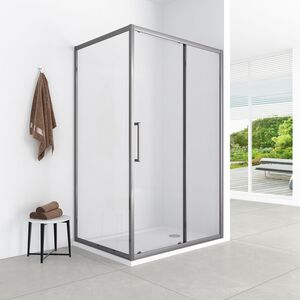 Душевой уголок Loranto 120x90x190 прозрачное стекло 6 мм, профиль серый матовый (CS-AB02GG-129)
