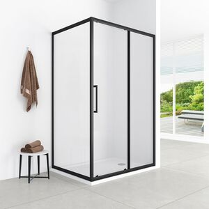 Душевой уголок Loranto 120x90x190 прозрачное стекло 6 мм, профиль черный матовый (CS-AB02B-129)