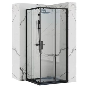 Душевой уголок Loranto NEO 90x90x190 прозрачное закаленное стекло 5 мм, профиль черный (CS-21809B)