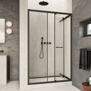Душевая дверь Vegas-glass ZP Inside 100 02M 01 стекло прозрачное, профиль черный матовый, 100х200 см. Размер регулировки 99-101 см.