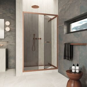 Душевая дверь Vegas-glass ZP Inside 100 12 07 стекло графит, профиль медь, 100х200 см. Размер регулировки 99-101 см.