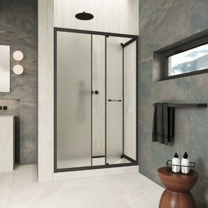Душевая дверь Vegas-glass ZP Inside 110 02M 10 стекло сатин, профиль черный матовый, 110х200 см. Размер регулировки 109-111 см.