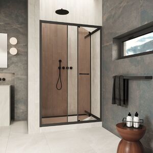 Душевая дверь Vegas-glass ZP Inside 140 02M 05 стекло бронза, профиль черный матовый, 140х200 см. Размер регулировки 139-141 см.