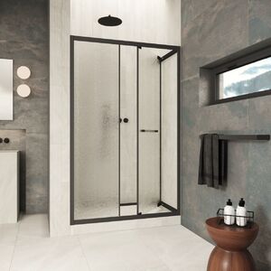 Душевая дверь Vegas-glass ZP Inside 140 02M 02 стекло шиншилла, профиль черный матовый, 140х200 см. Размер регулировки 139-141 см.