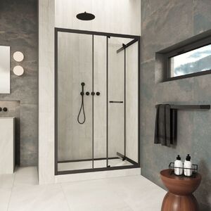 Душевая дверь Vegas-glass ZP Inside 160 02M 01 стекло прозрачное, профиль черный матовый, 160х200 см. Размер регулировки 159-161 см.