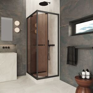 Душевой уголок Vegas-glass Z+ZPV Inside 70*70 02M 05 стекло бронза, профиль черный матовый, 70х70 см