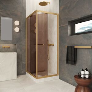 Душевой уголок Vegas-glass Z+ZPV Inside 80*80 03 05 стекло бронза, профиль золото матовое, 80х80 см